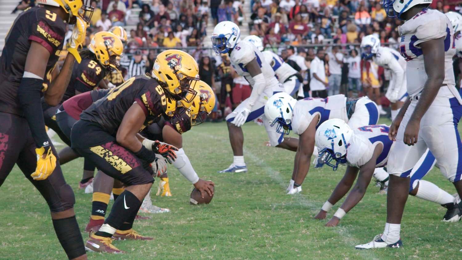 The Pahokee defense and Glades Central offense face off in the 2019 Muck Bowl.